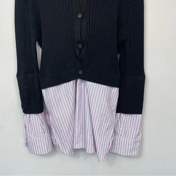 KENZO PARIS LAYERED RIBBED COTTON BLEND KNIT AND COTTON POPLIN SWEATER SHIRT XL - Picture 13 of 16